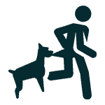 clip art of dog biting a running person